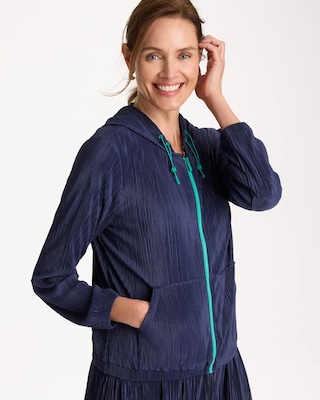 Zenergy® Micro Plisse Hooded Jacket | Chico's